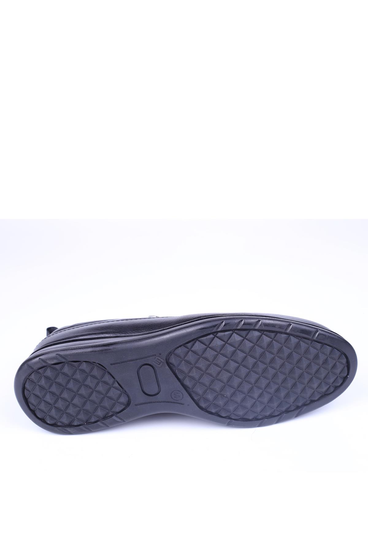 9547 Erkek Siyah Hakiki Deri Klasik Kauçuk Ayakkabı - Görsel 6