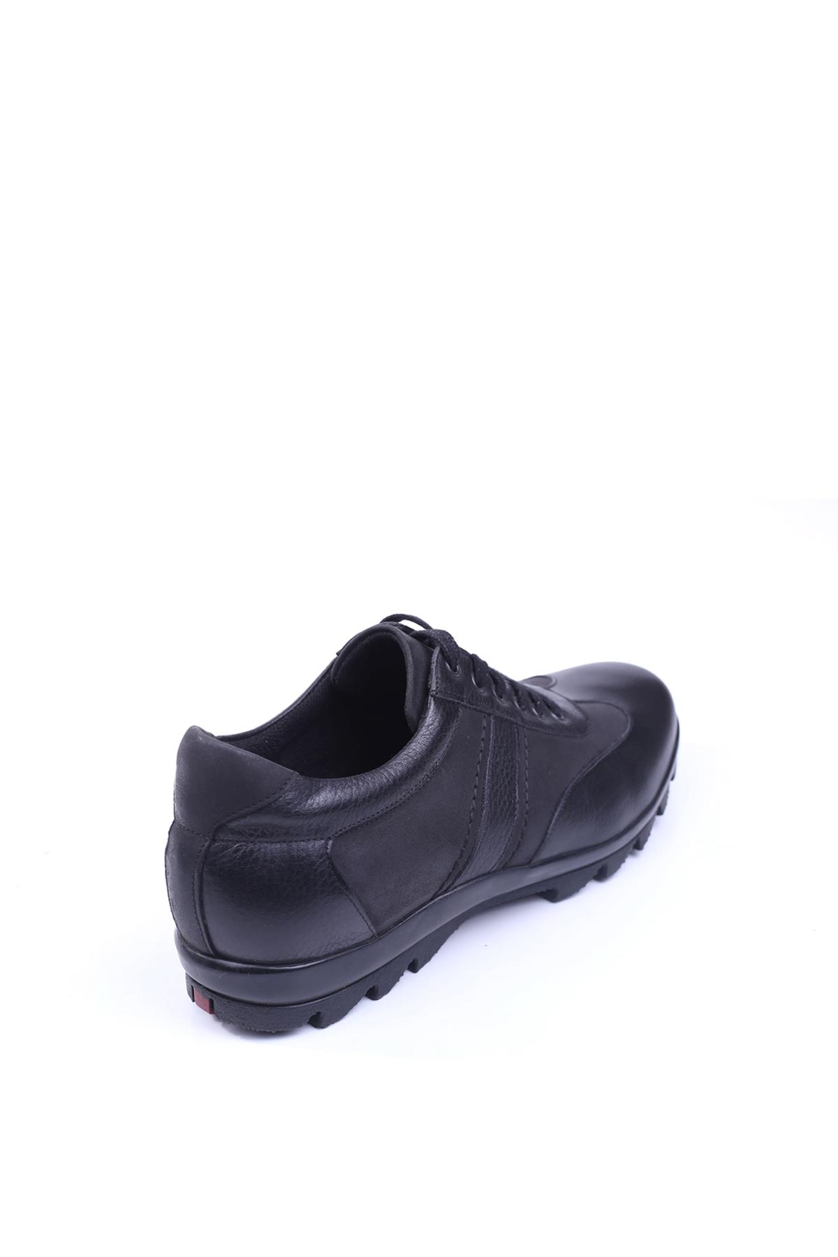 6505 Erkek Hakiki Deri Spor Sıcak Astar Siyah Ayakkabı - Görsel 4