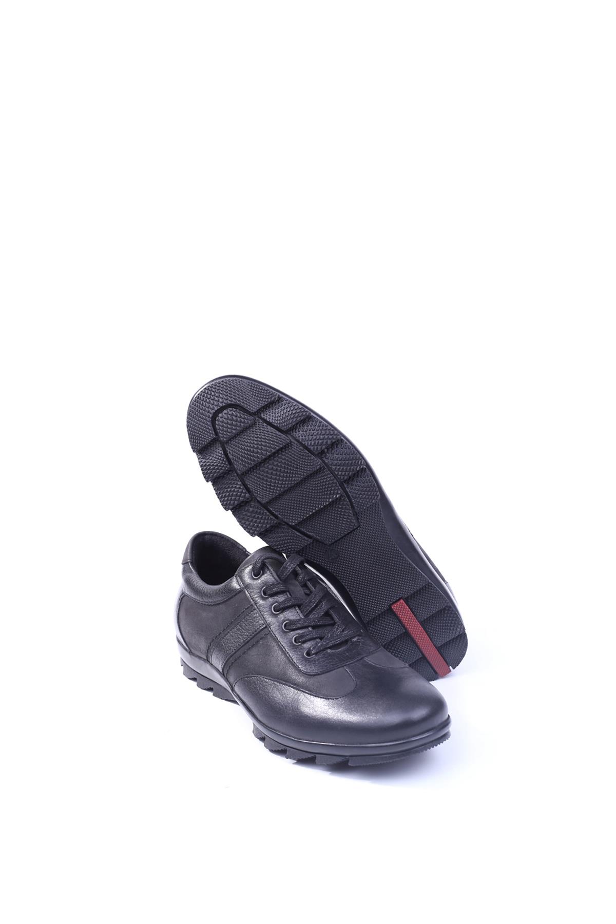 6505 Erkek Hakiki Deri Spor Sıcak Astar Siyah Ayakkabı - Görsel 6