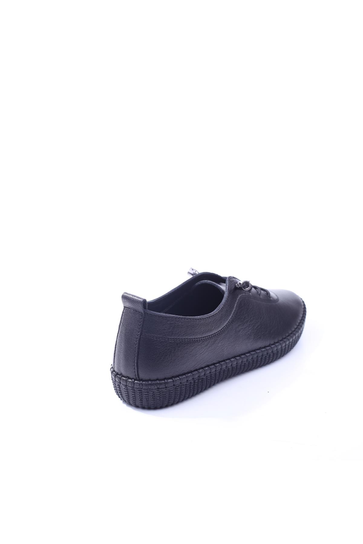 7230 Kadın Günlük Hakiki Deri Siyah Ortopedik Ayakkabı - Görsel 4