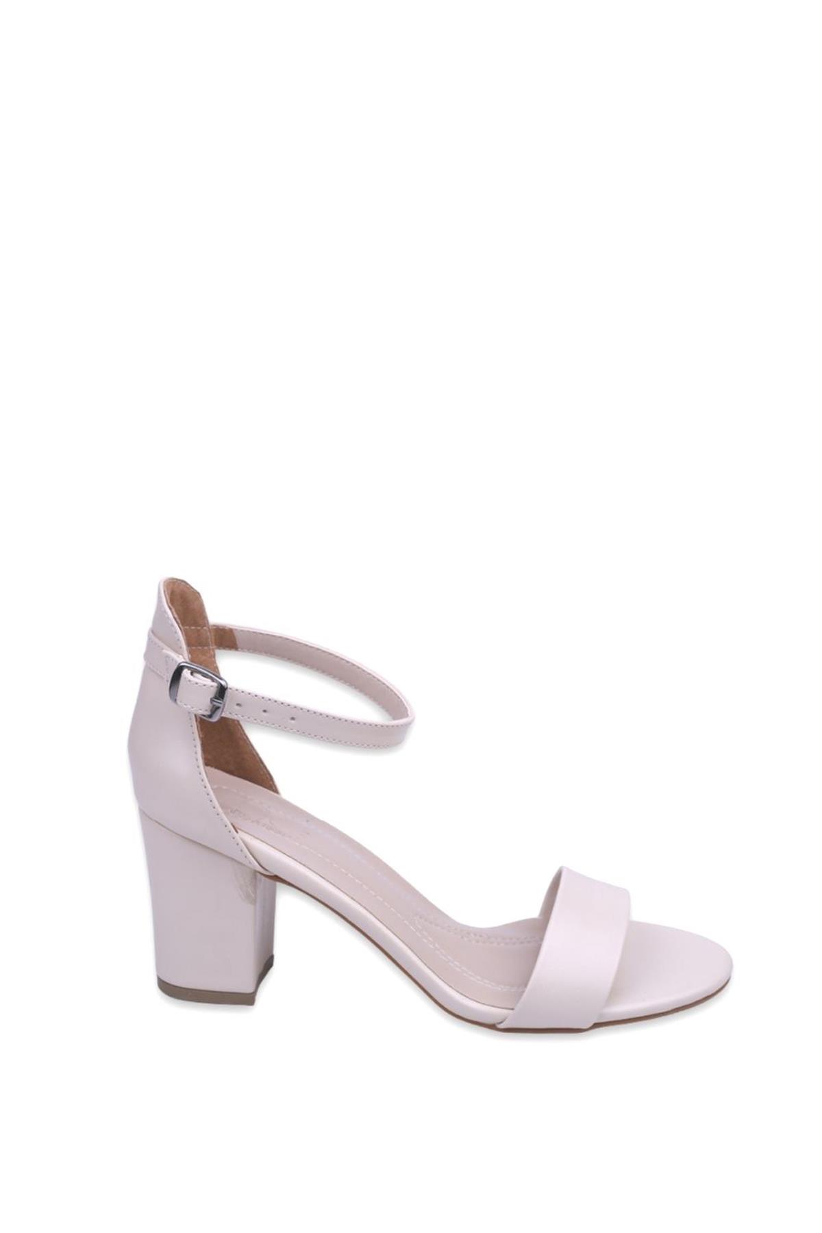 1552 Kadın 7 Cm Topuk Tek Bant Cilt Sandalet - Görsel 2