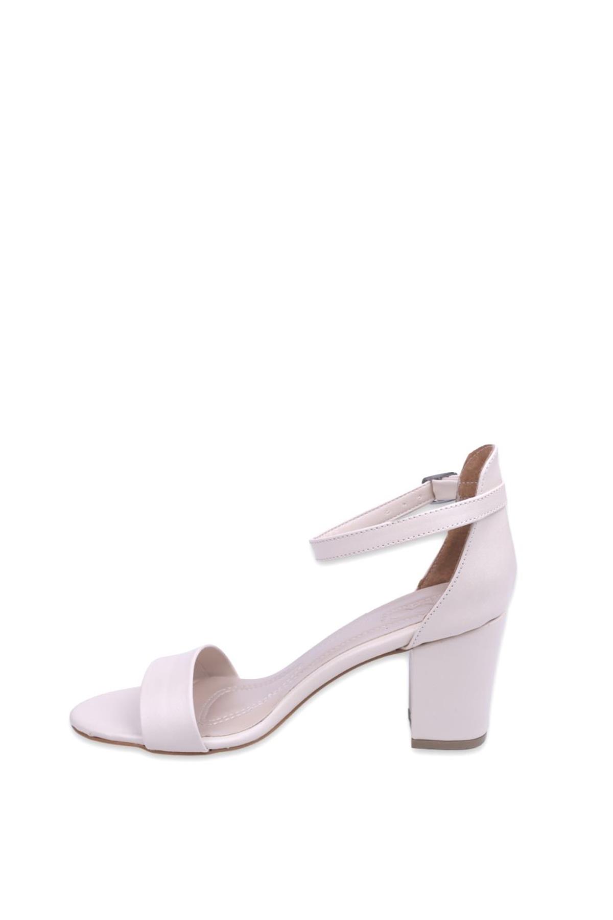 1552 Kadın 7 Cm Topuk Tek Bant Cilt Sandalet - Görsel 4