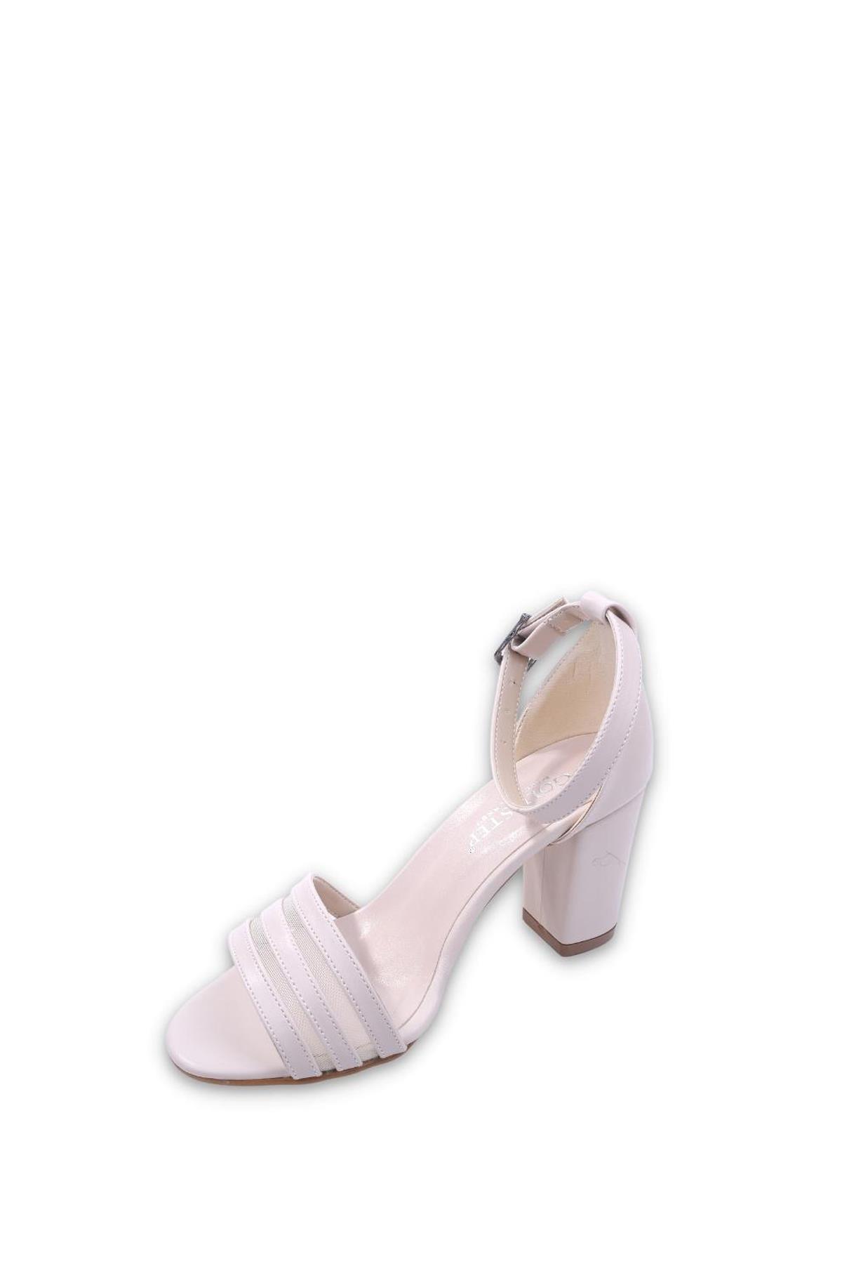 1601 Kadın 7,5 Cm Topuk Dantelli Tek Bant Sandalet - Görsel 4