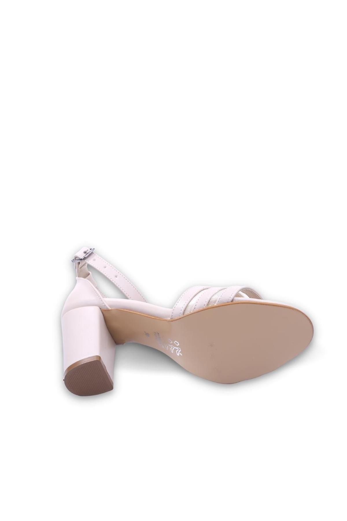 1601 Kadın 7,5 Cm Topuk Dantelli Tek Bant Sandalet - Görsel 6