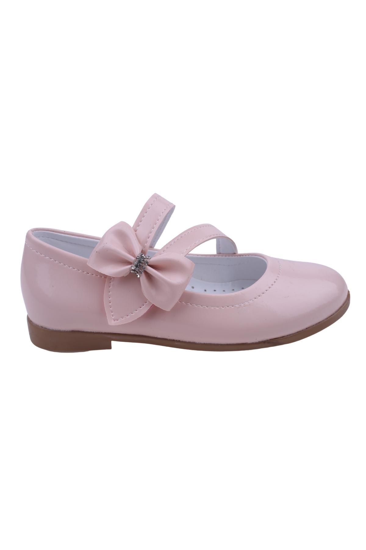Ortaç 2082 Kız Çocuk Balerin Fiyonk Cırtlı Rugan Babet Ayakkabı - Görsel 3