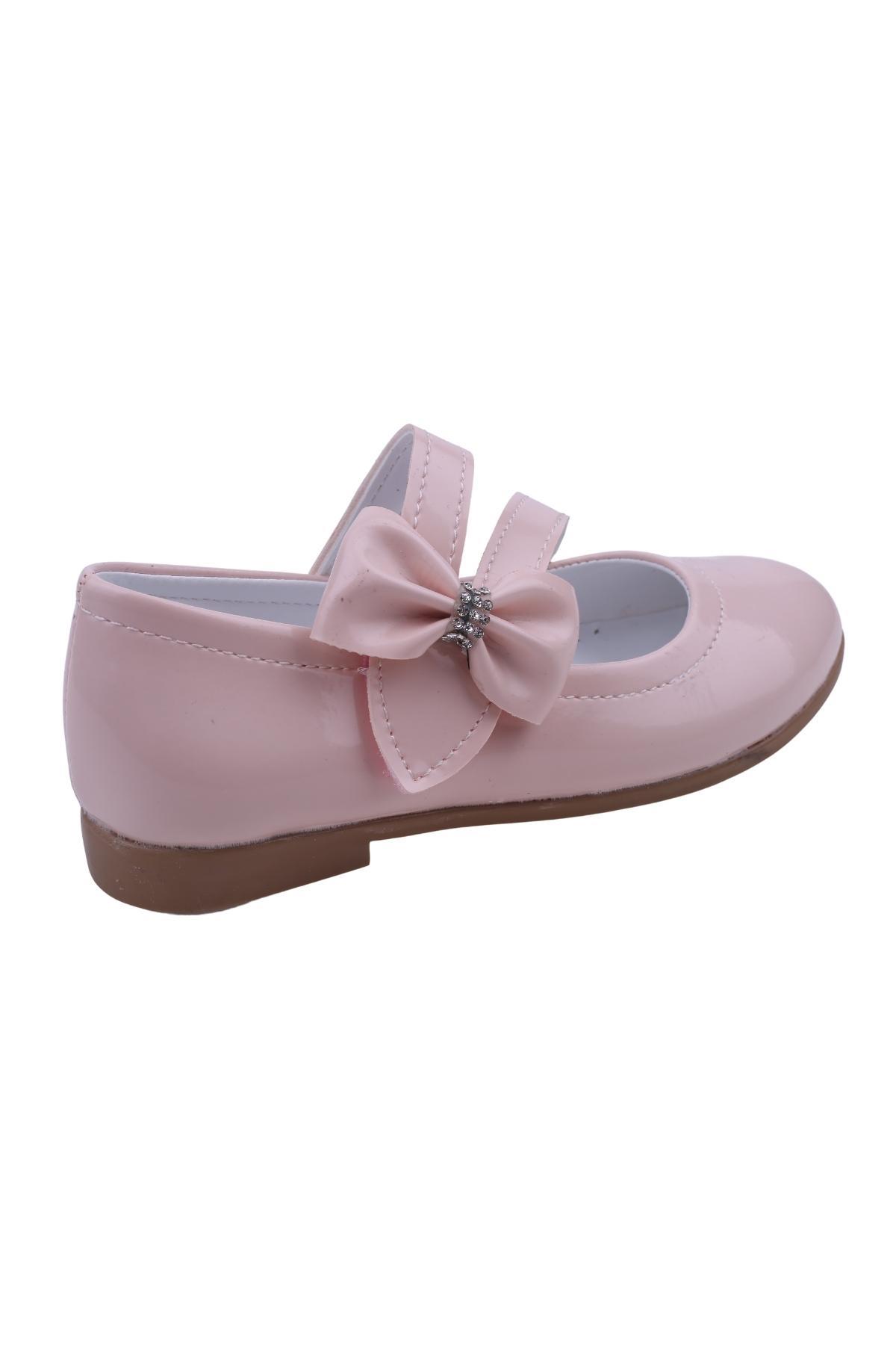 Ortaç 2082 Kız Çocuk Balerin Fiyonk Cırtlı Rugan Babet Ayakkabı - Görsel 5