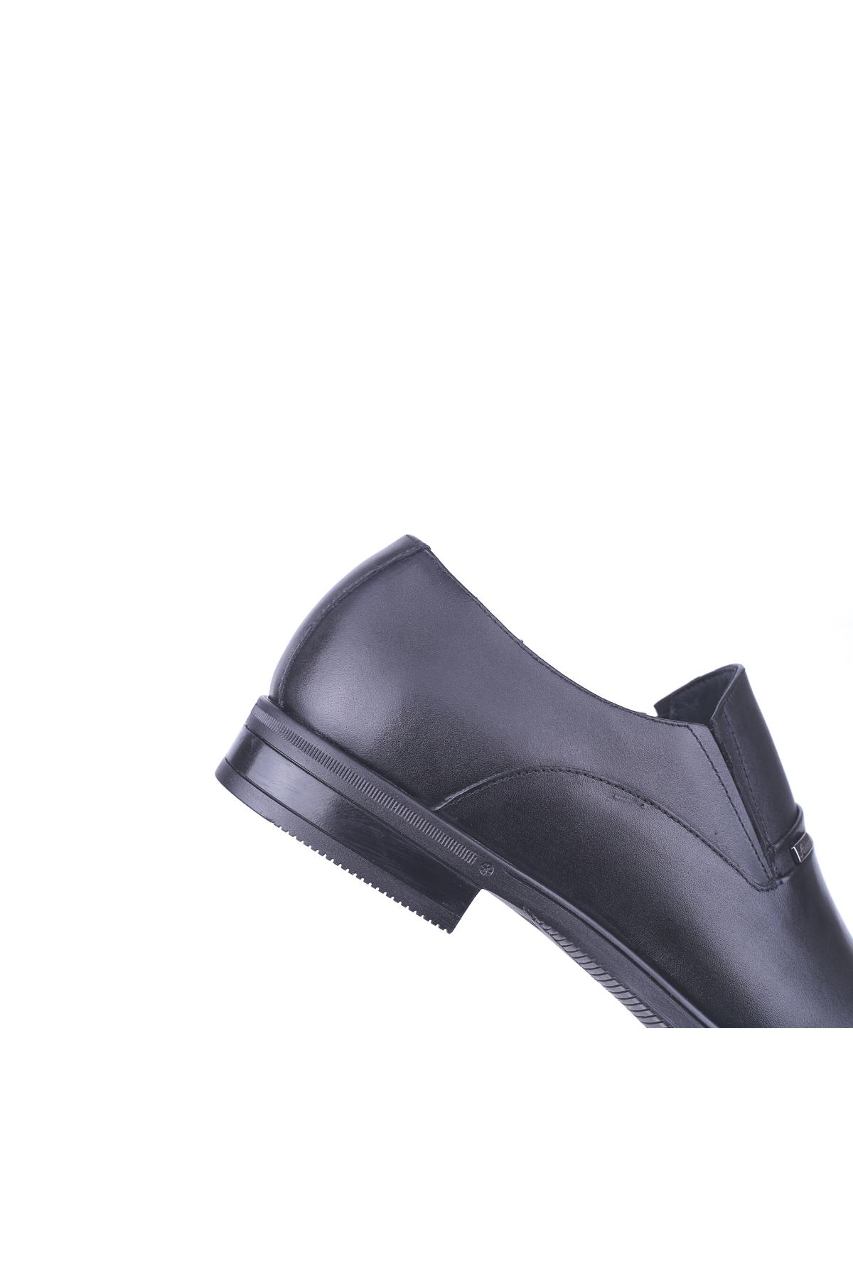 2907 Erkek Siyah Hakiki Deri Bağcıksız Klasik Ayakkabı - Görsel 7