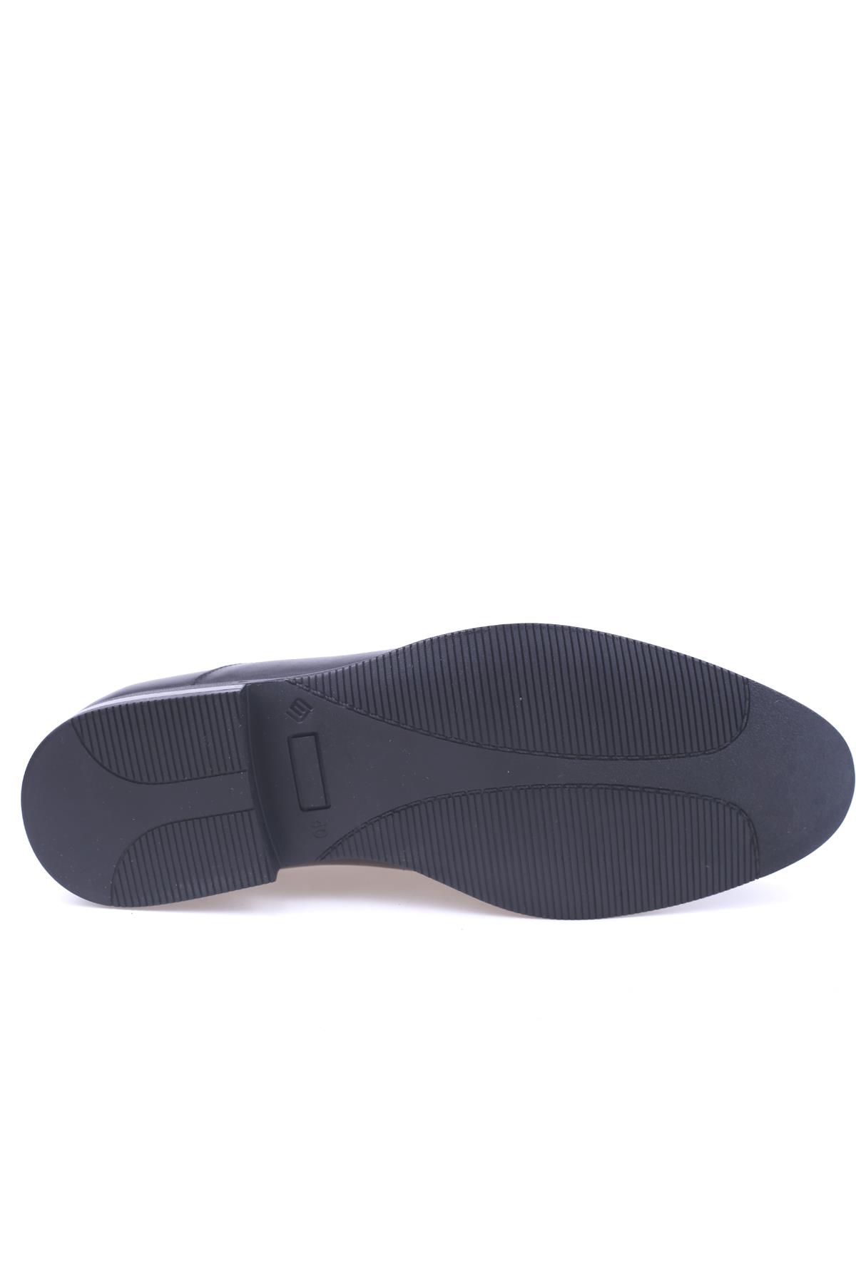 2907 Erkek Siyah Hakiki Deri Bağcıksız Klasik Ayakkabı - Görsel 8