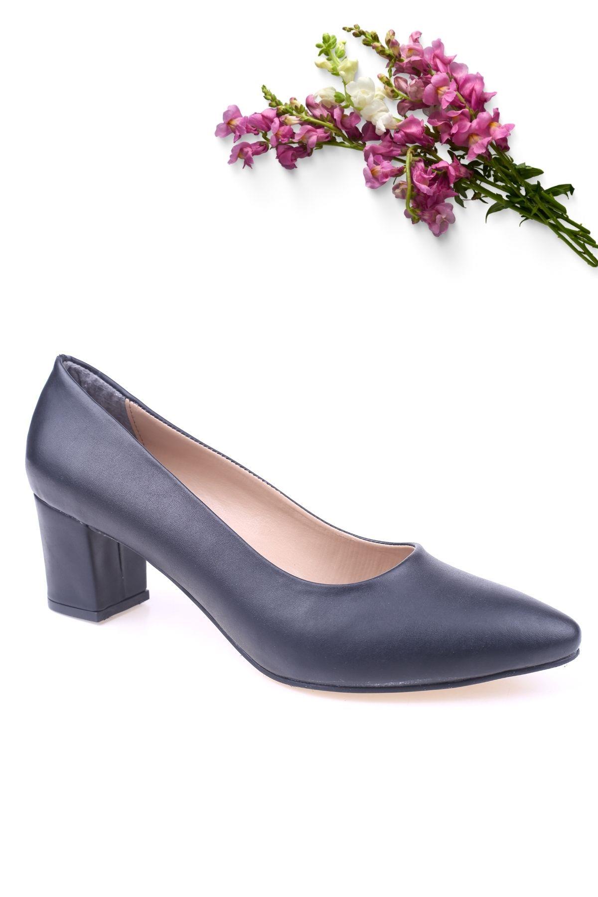 CV100 Kadın Günlük 6 cm Topuklu Cilt Ayakkabı - Görsel 2