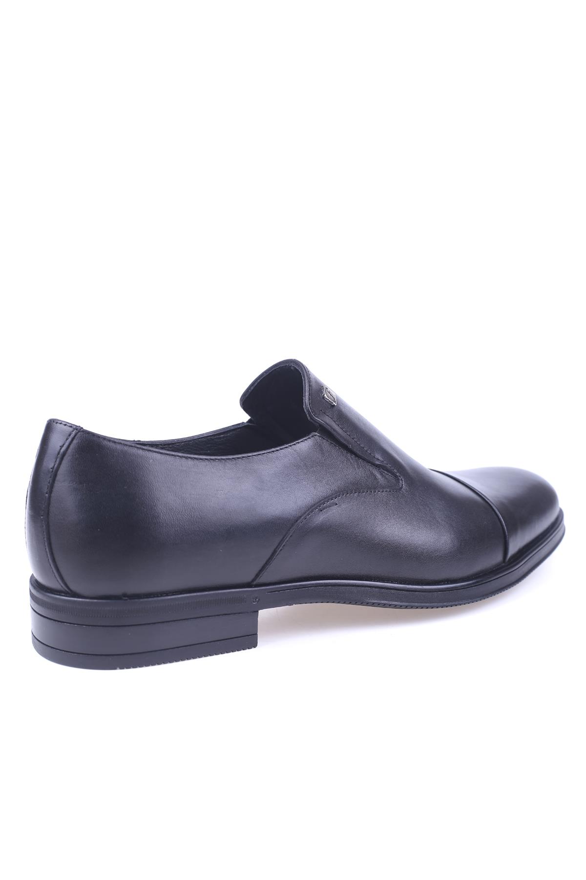 2906 Erkek Siyah Hakiki Deri Bağcıksız Klasik Ayakkabı - Görsel 5