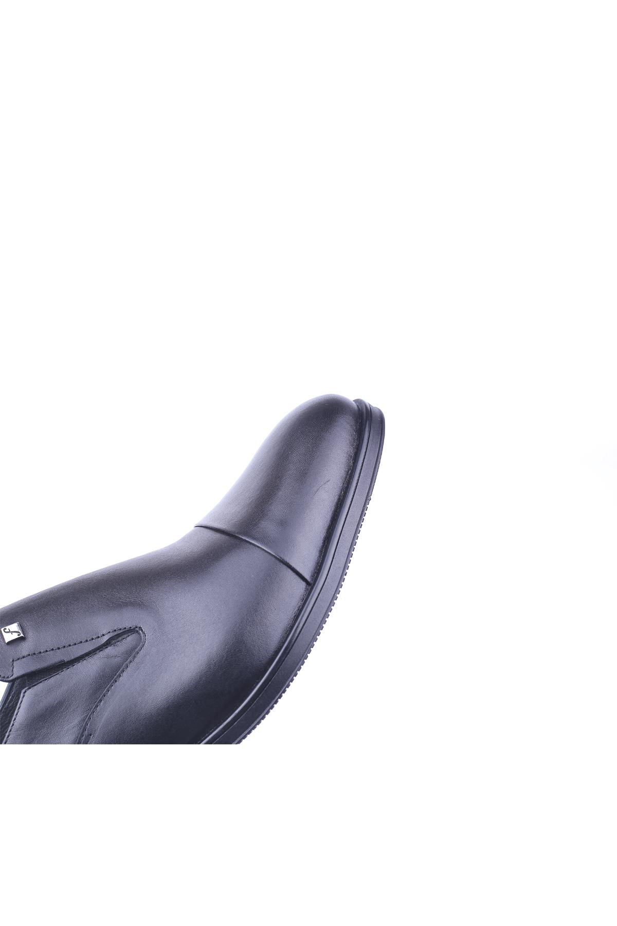 2906 Erkek Siyah Hakiki Deri Bağcıksız Klasik Ayakkabı - Görsel 6