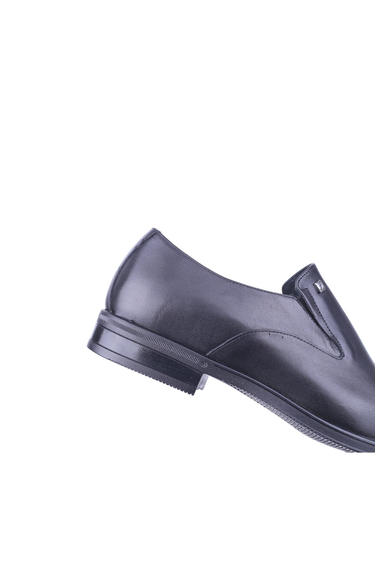 2906 Erkek Siyah Hakiki Deri Bağcıksız Klasik Ayakkabı - Görsel 7