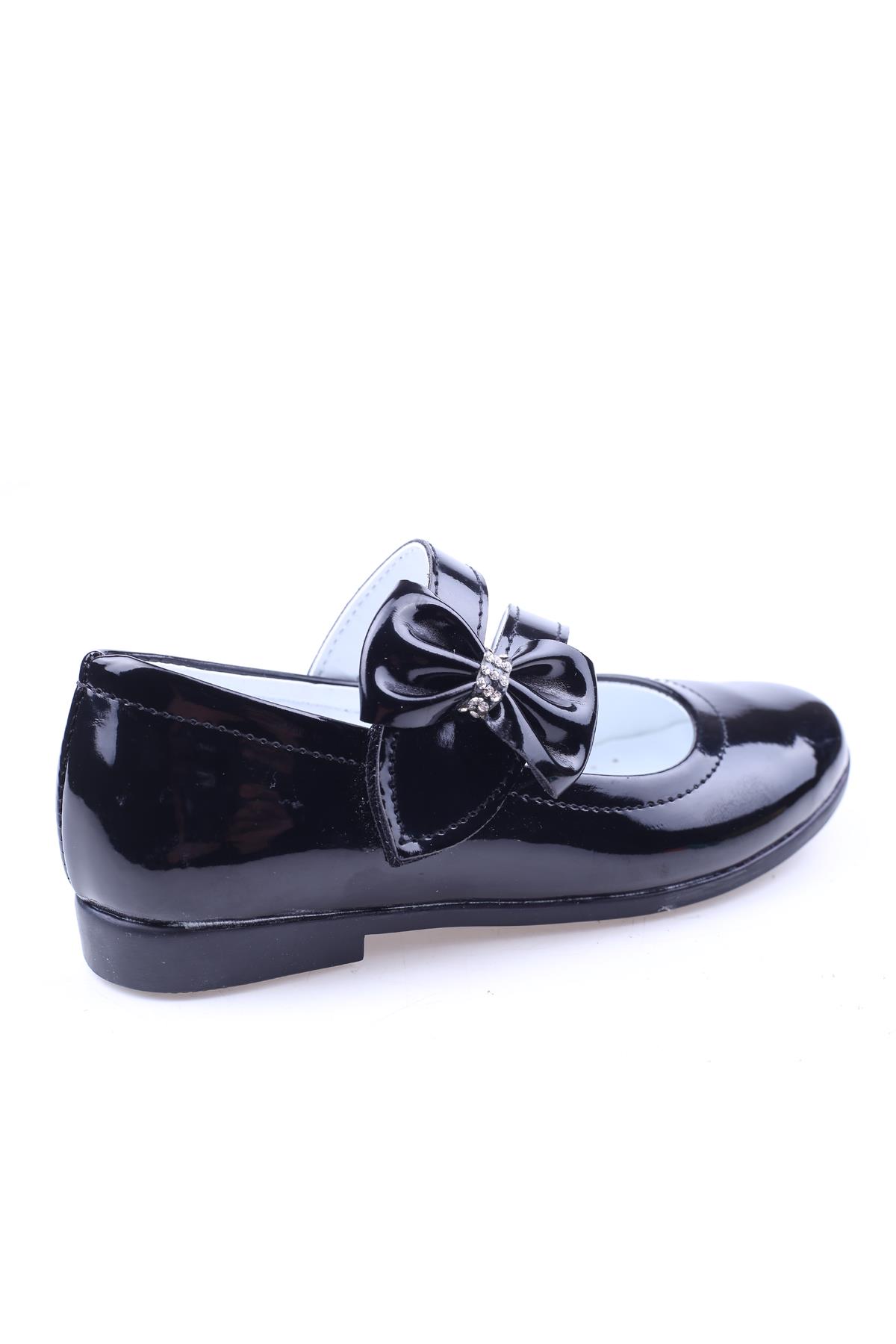 Ortaç 2082 Kız Çocuk Balerin Fiyonk Cırtlı Rugan Babet Ayakkabı - Görsel 4