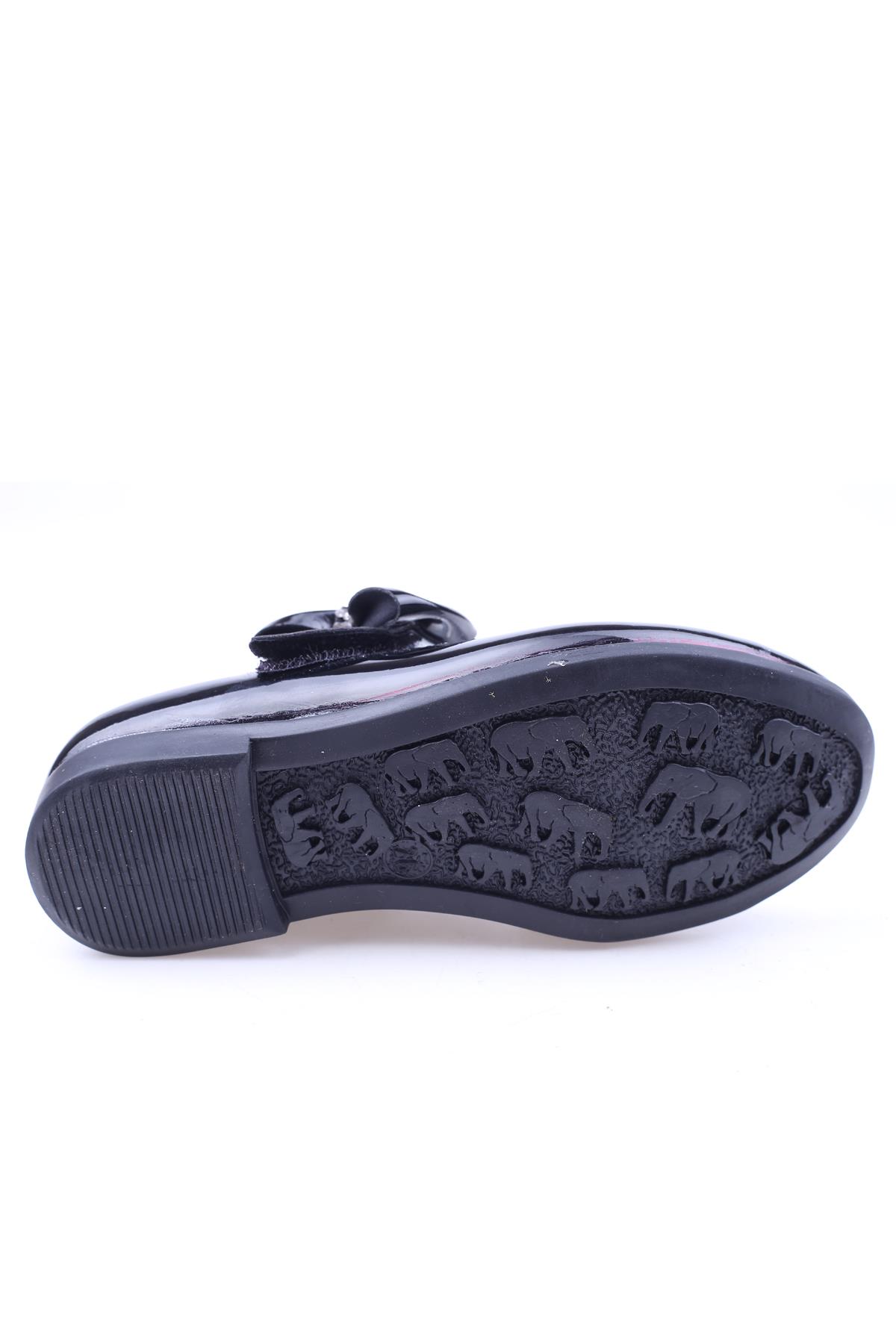 Ortaç 2082 Kız Çocuk Balerin Fiyonk Cırtlı Rugan Babet Ayakkabı - Görsel 5