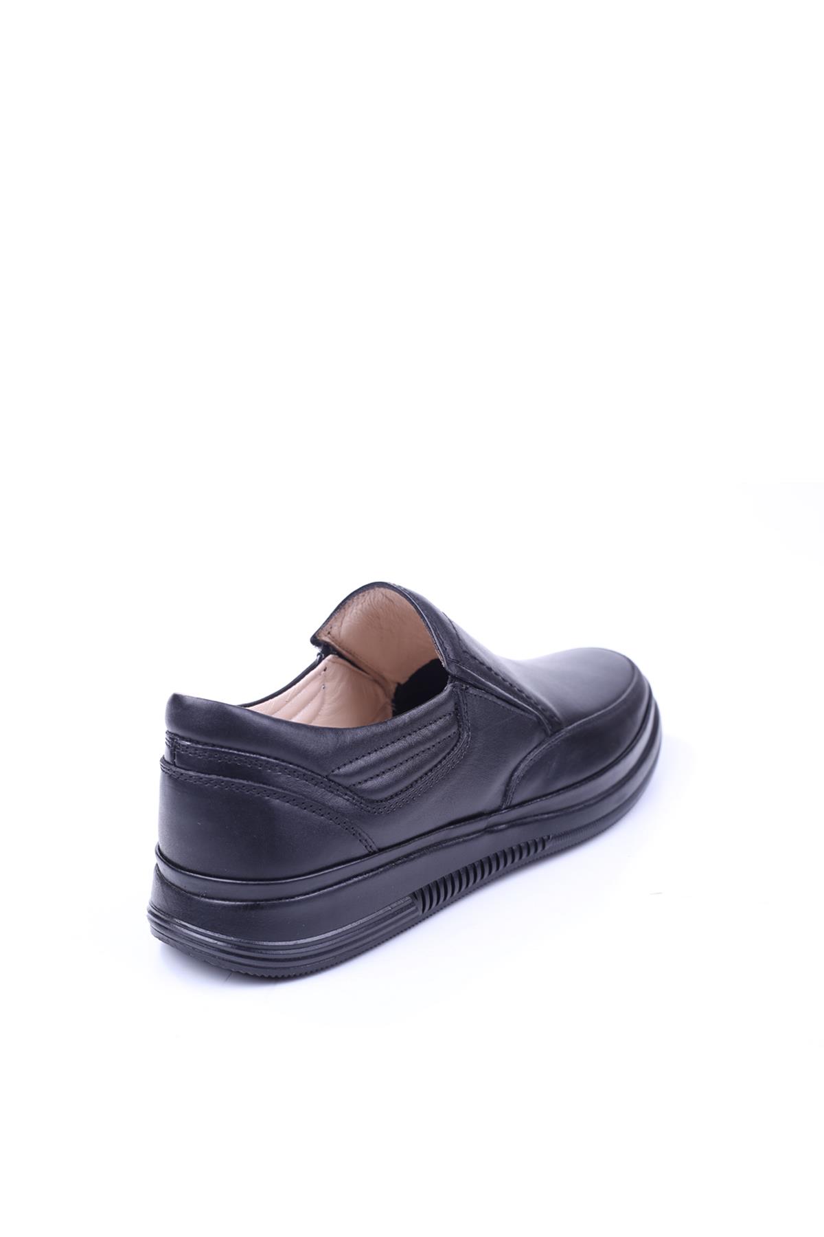 2667 Erkek Hakiki Deri Günlük Siyah Ortopedik Ayakkabı - Görsel 4
