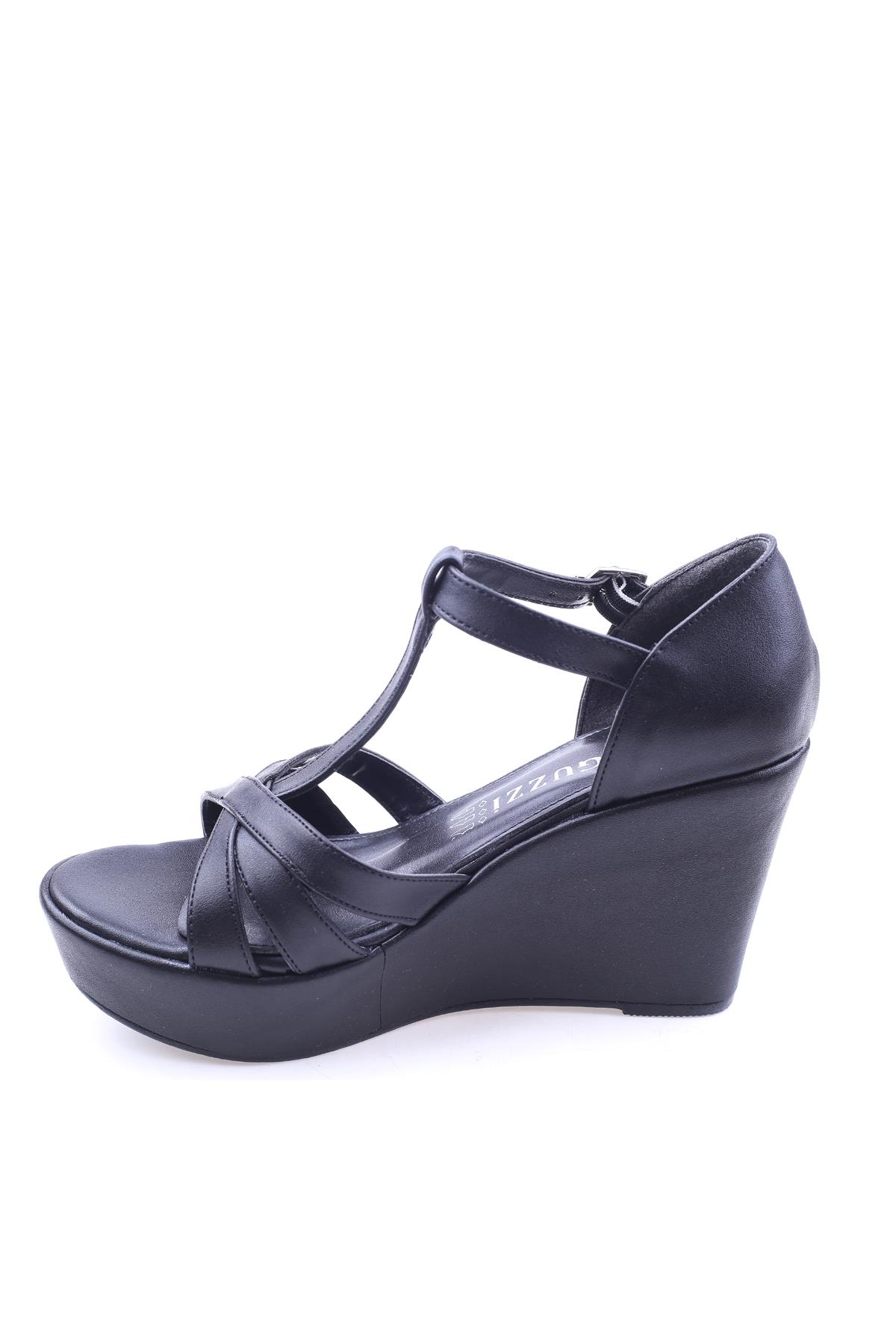 Le Guzzi 2808 Kadın 9 Cm Dolgu Topuklu Cilt Sandalet - Görsel 4