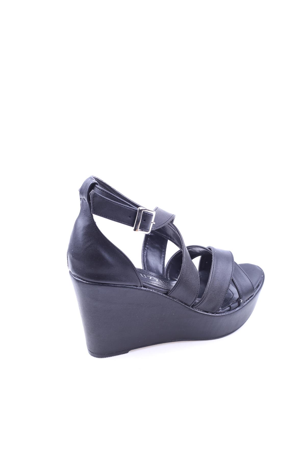 Le Guzzi 2811 Kadın 9 Cm Dolgu Topuklu Cilt Sandalet - Görsel 5