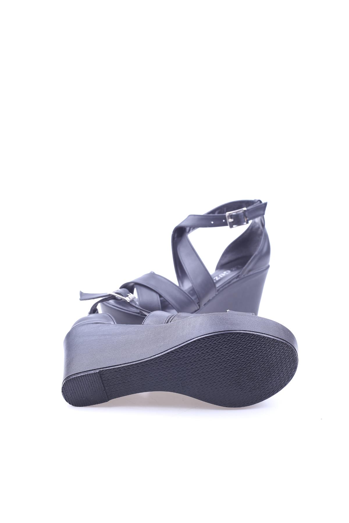 Le Guzzi 2811 Kadın 9 Cm Dolgu Topuklu Cilt Sandalet - Görsel 6