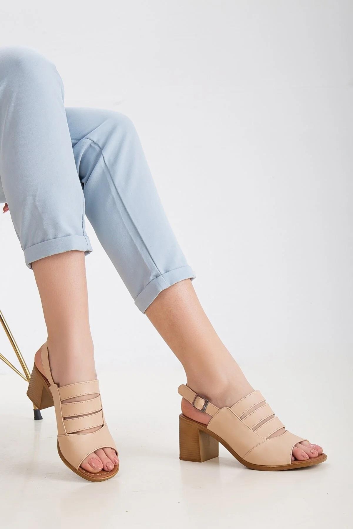 Frzn-2892 Kadın 7 Cm Topuklu Yazlık Ayakkabı - Görsel 3