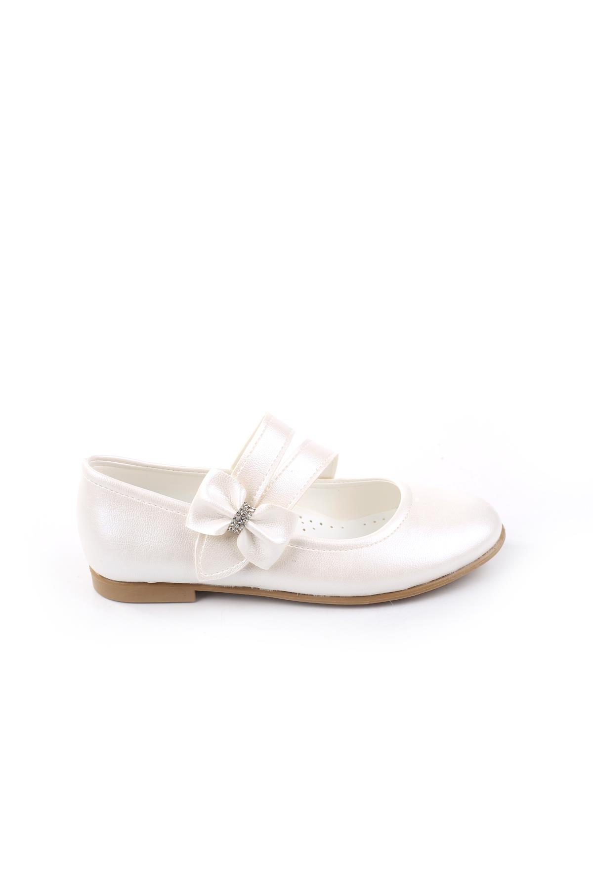 Papuç Sepeti Ortaç 2082 Kız Çocuk Balerin Fiyonk Cırtlı Rugan Babet Ayakkabı - Görsel 3