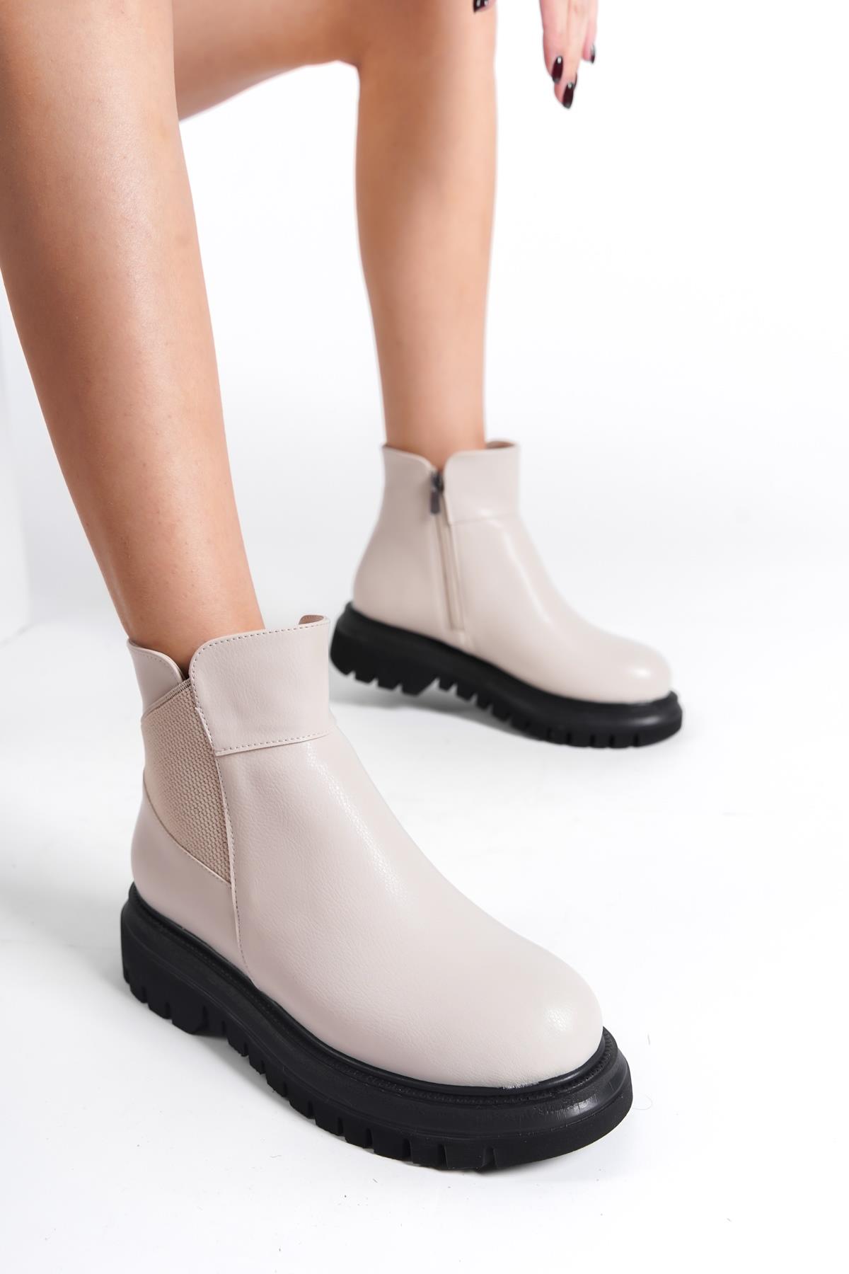 Lord Bej Mat Kalın Tabanlı Lastikli Günlük Bot - Görsel 3