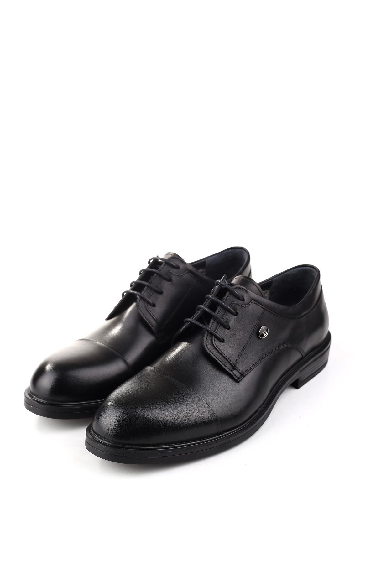 321 Erkek Hakiki Deri Bağcıklı &amp; Kürklü Kauçuk Klasik Ayakkabı - Görsel 3