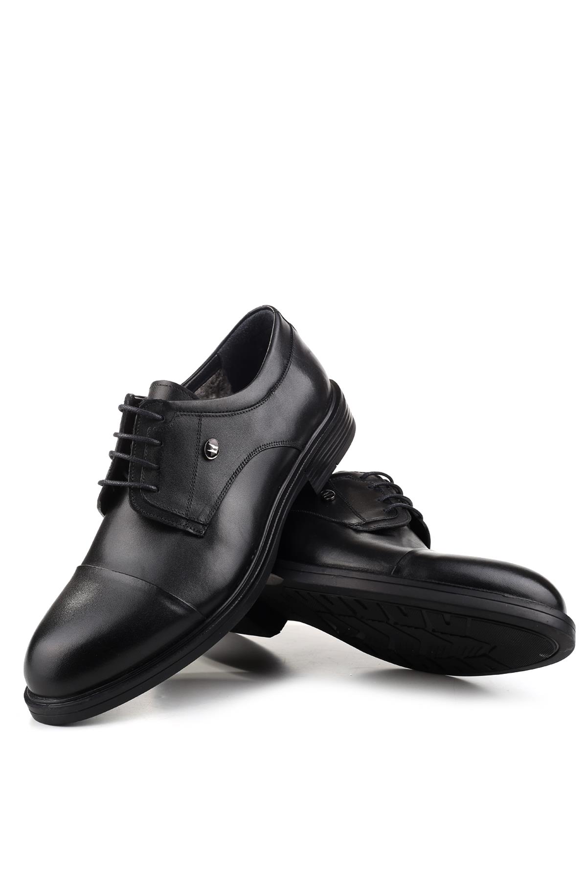 321 Erkek Hakiki Deri Bağcıklı &amp; Kürklü Kauçuk Klasik Ayakkabı - Görsel 4