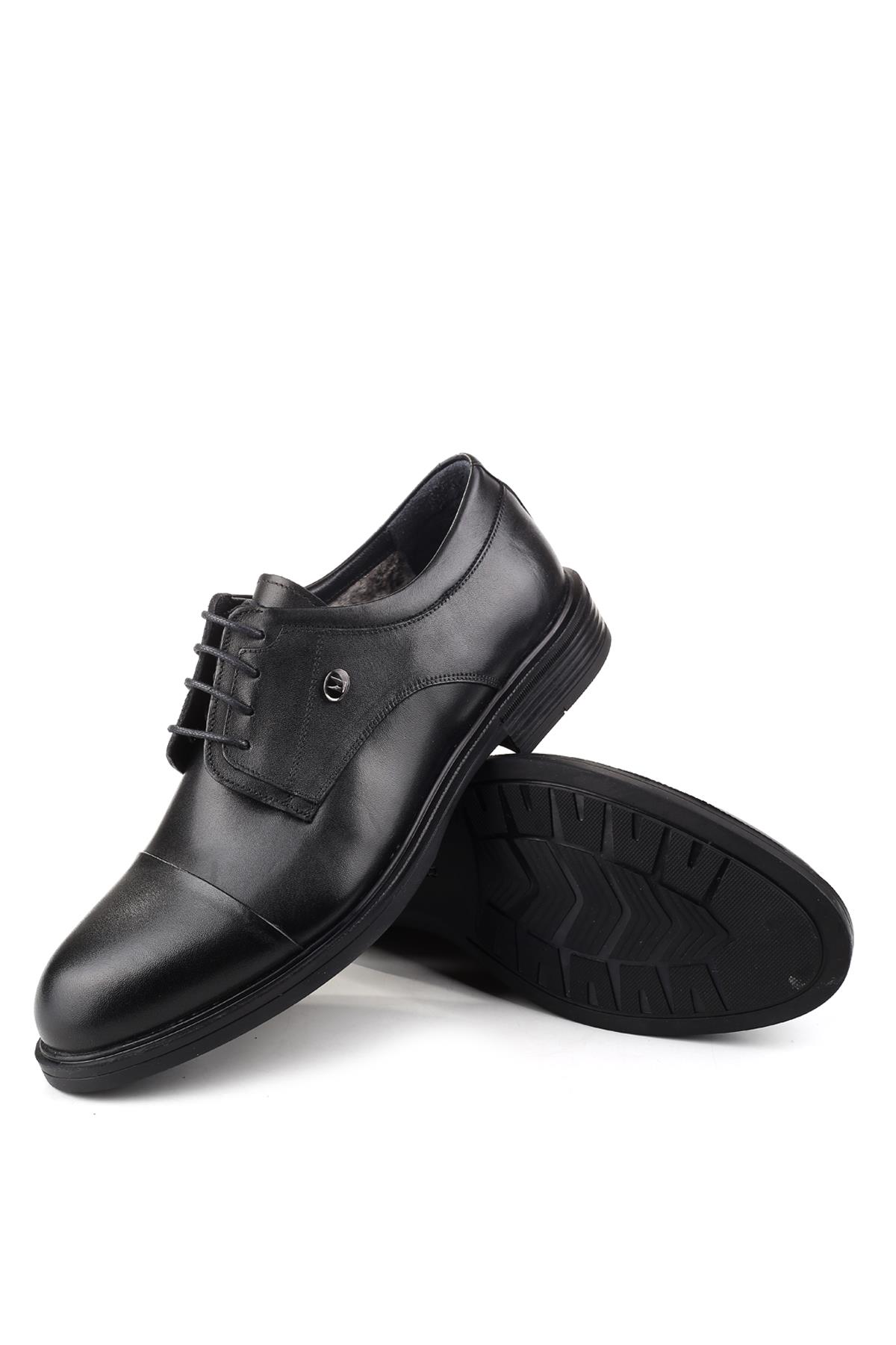 321 Erkek Hakiki Deri Bağcıklı &amp; Kürklü Kauçuk Klasik Ayakkabı - Görsel 7