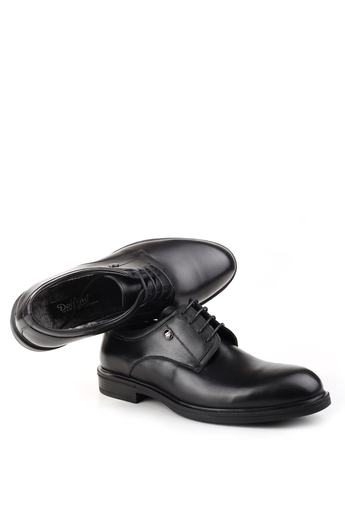 320 Erkek Hakiki Deri Bağcıklı &amp; Kürklü Kauçuk Klasik Ayakkabı - Görsel 4