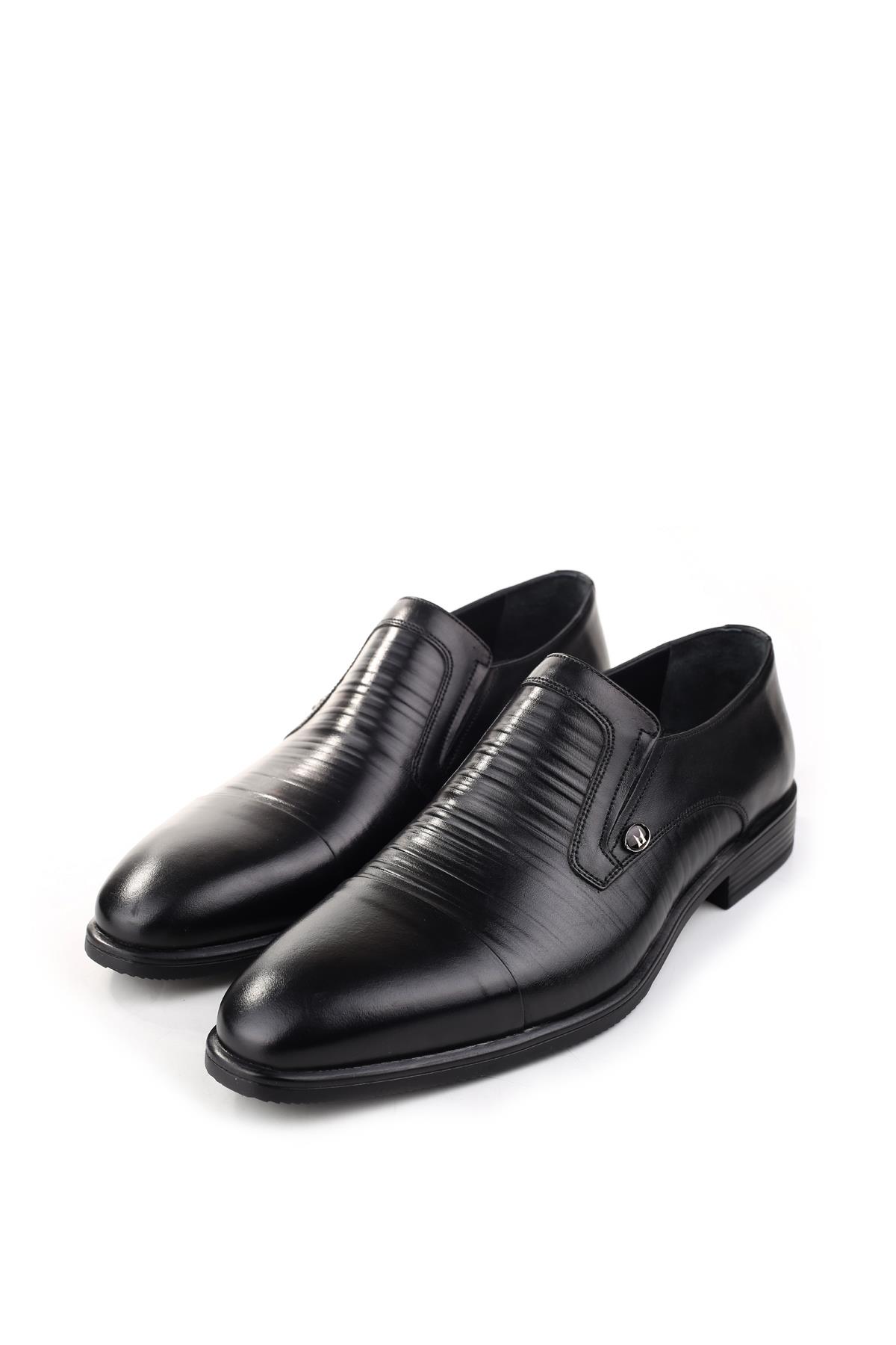 525 Erkek Hakiki Deri Bağcıksız Kauçuk Klasik Ayakkabı - Görsel 3