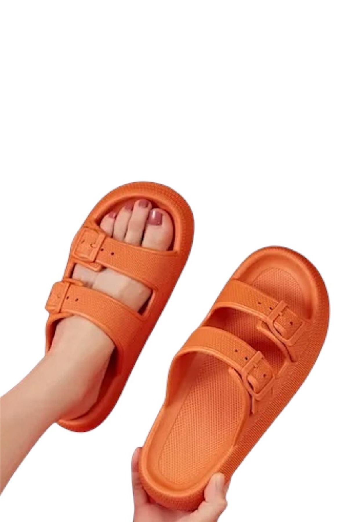 Unisex Çift Tokalı Medikal Hafif Eva Terlik TURUNCU - Görsel 6