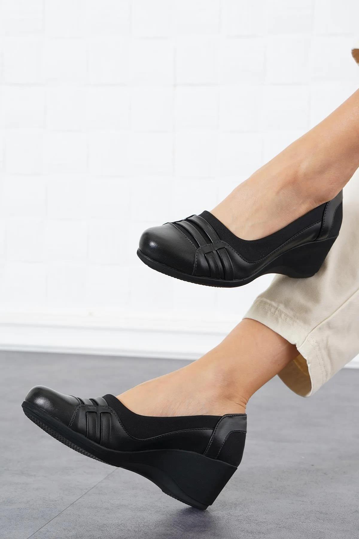 3648 Strech 5,5 cm Dolgu Topuklu Günlük Kadın Ayakkabı - Görsel 2