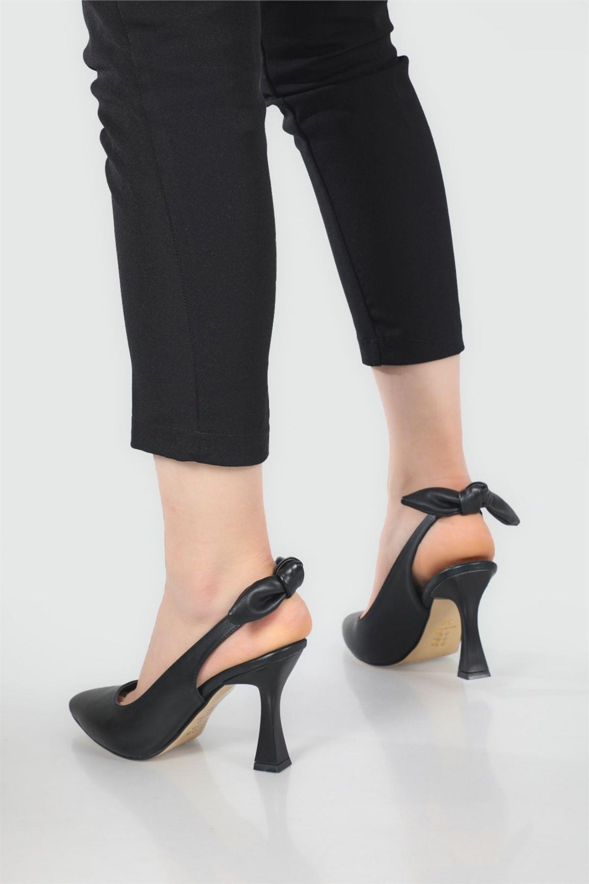 2853 Kadın 9 Cm Topuklu Arkası Açık Stiletto Ayakkabı - Görsel 4