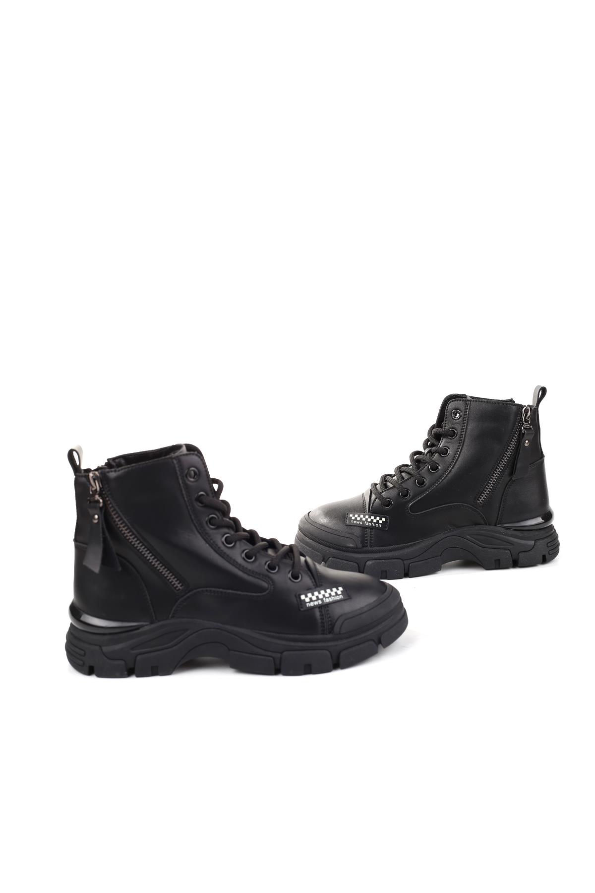 23K310-9 Kadın İçi Yünlü Kaymaz Taban Deri Bot - Görsel 3