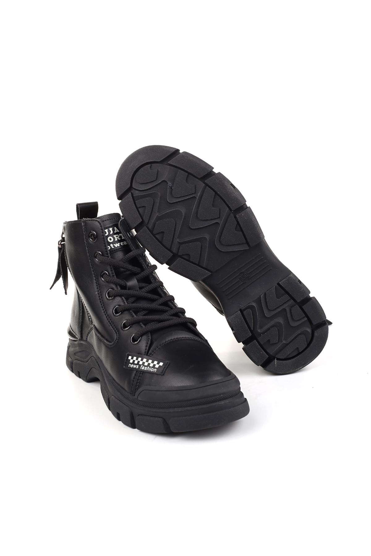 23K310-9 Kadın İçi Yünlü Kaymaz Taban Deri Bot - Görsel 5