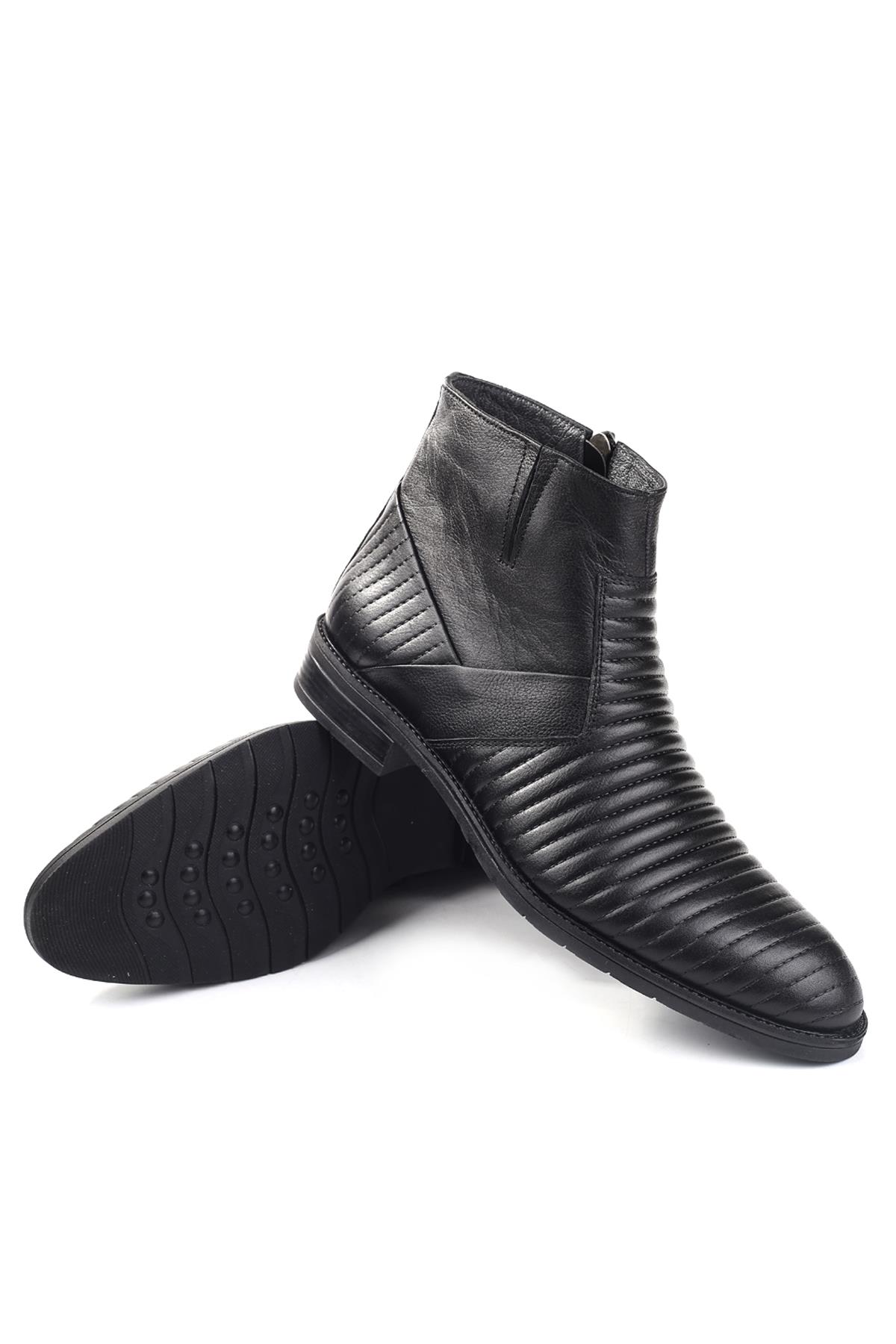1049 Erkek Hakiki Deri Günlük Kürklü Bot - Görsel 7