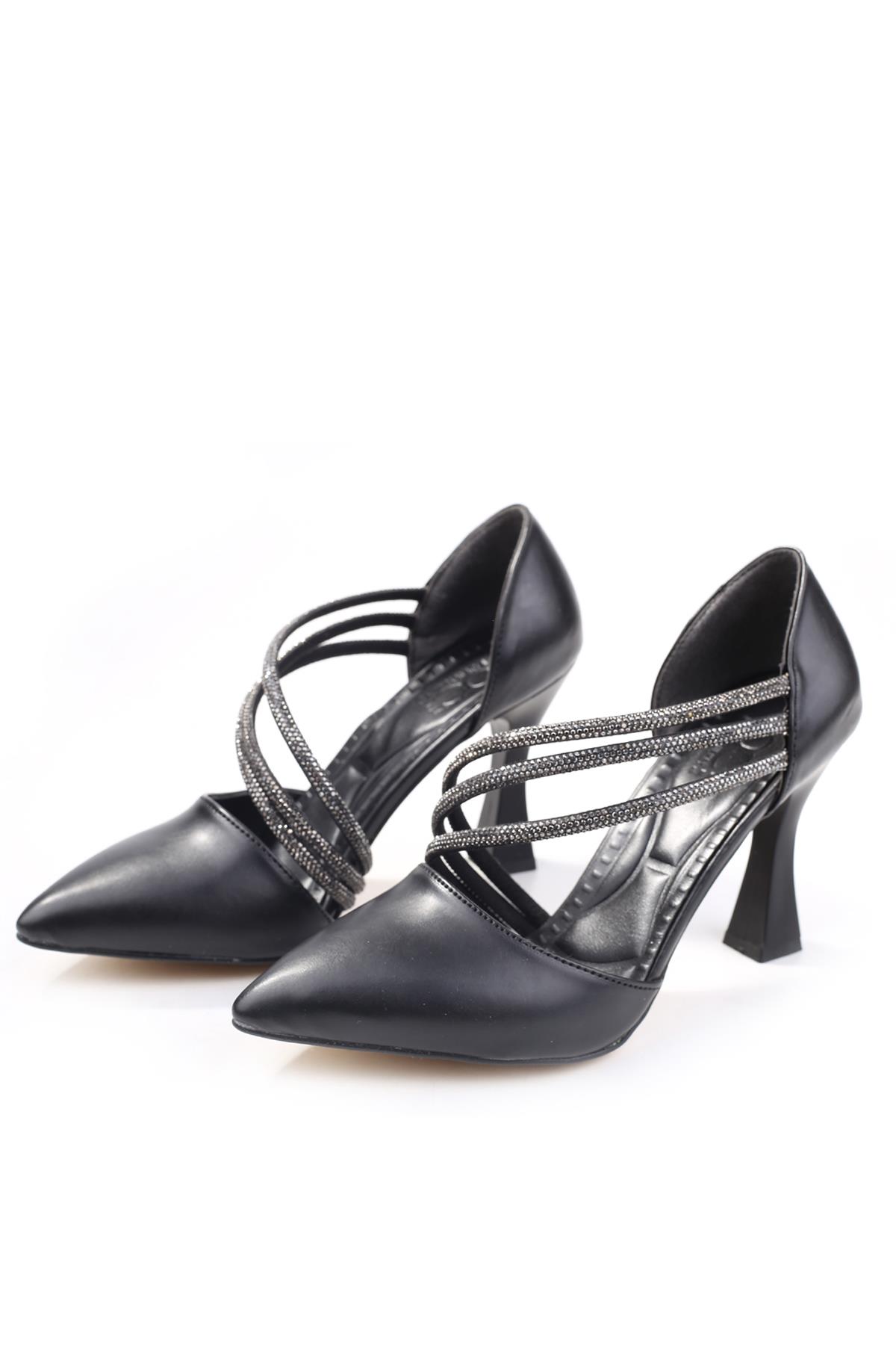 3560 Kadın 9 Cm Topuklu Taşlı Stiletto Ayakkabı - Görsel 3
