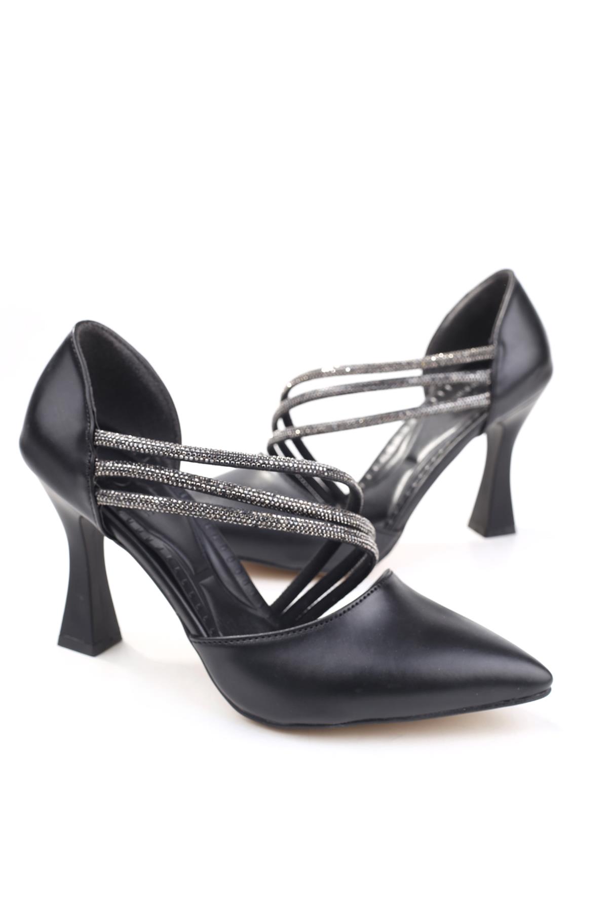3560 Kadın 9 Cm Topuklu Taşlı Stiletto Ayakkabı - Görsel 4