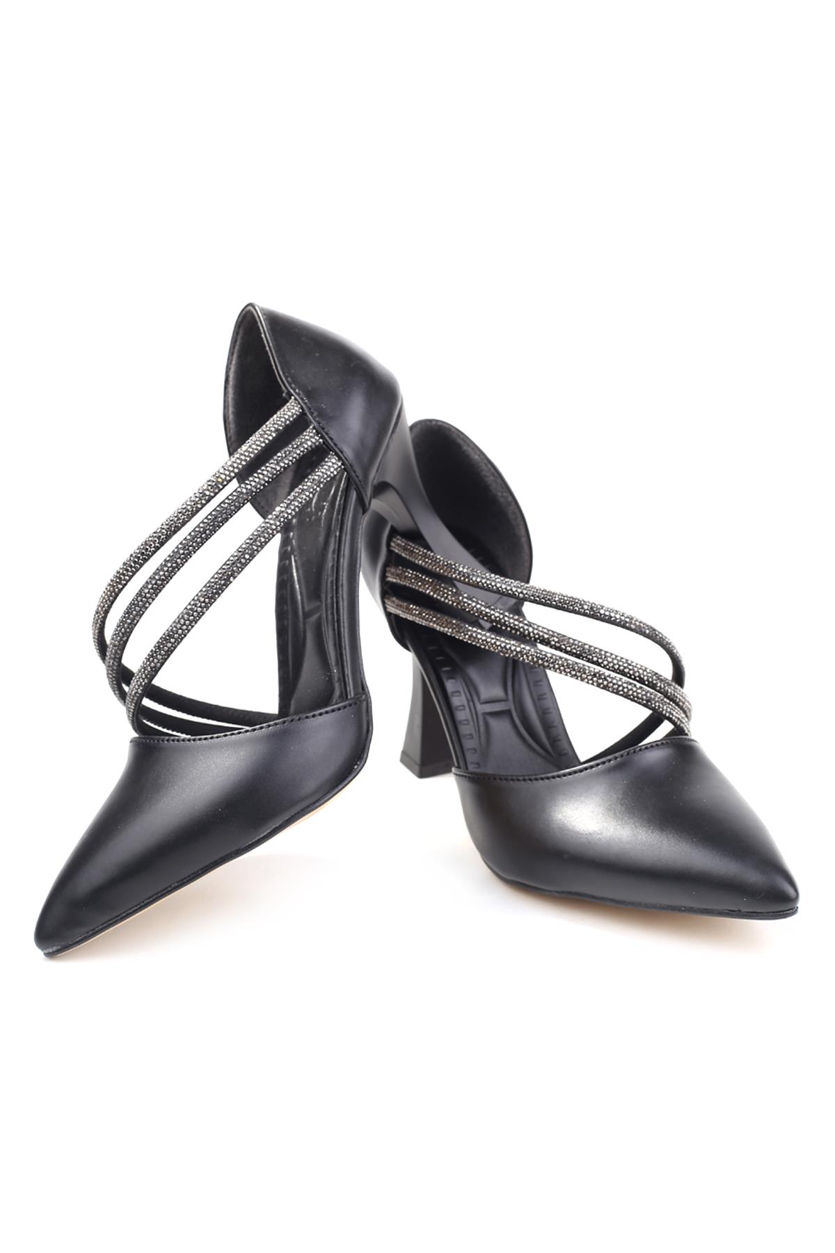 3560 Kadın 9 Cm Topuklu Taşlı Stiletto Ayakkabı - Görsel 5