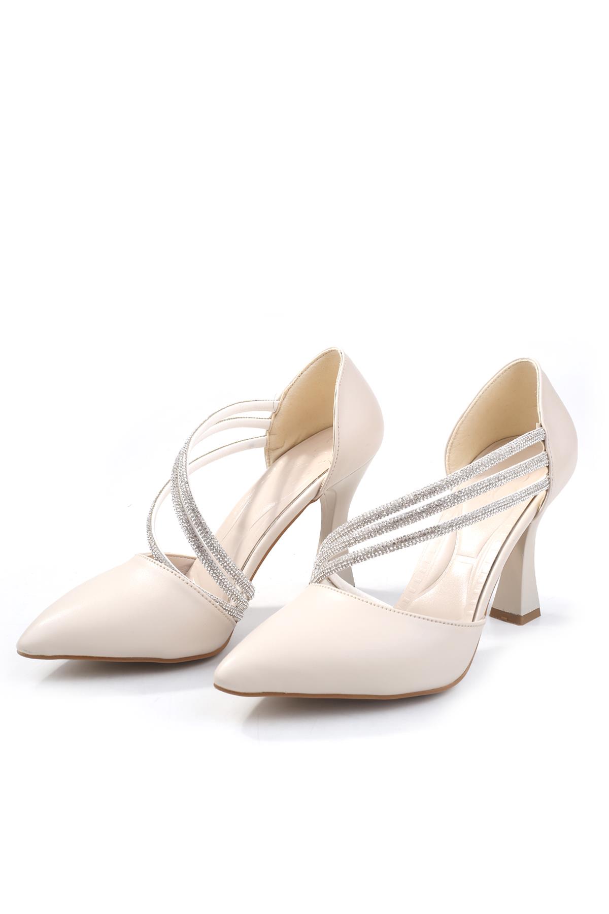 3560 Kadın 9 Cm Topuklu Taşlı Stiletto Ayakkabı - Görsel 3