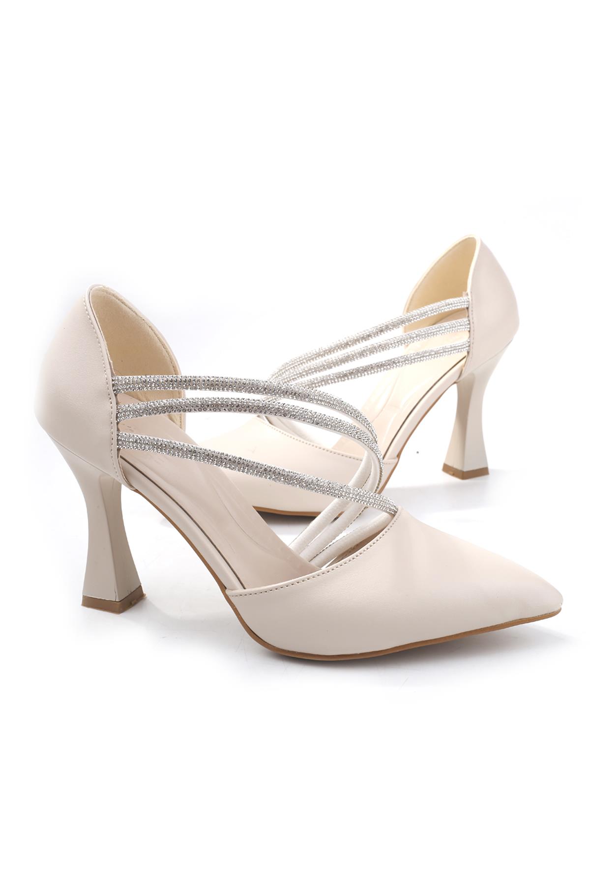 3560 Kadın 9 Cm Topuklu Taşlı Stiletto Ayakkabı - Görsel 4