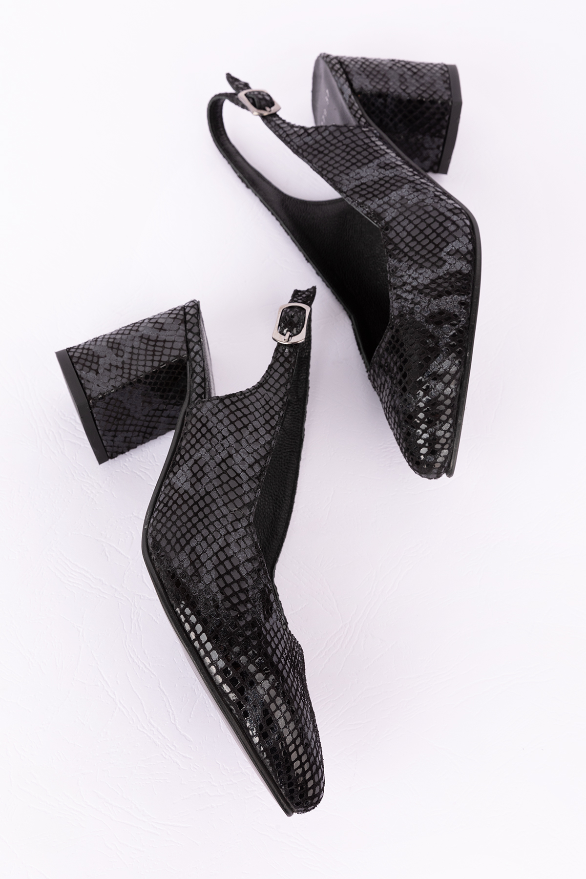 Gondol Kadın Hakiki Deri Yılan Desenli Topuklu Ayakkabı şhn.709 - Görsel 7