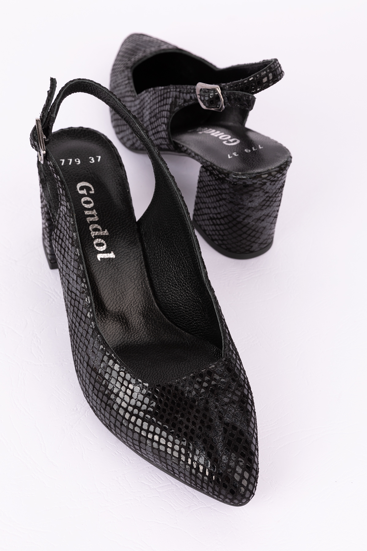 Gondol Kadın Hakiki Deri Yılan Desenli Topuklu Ayakkabı şhn.709 - Görsel 8