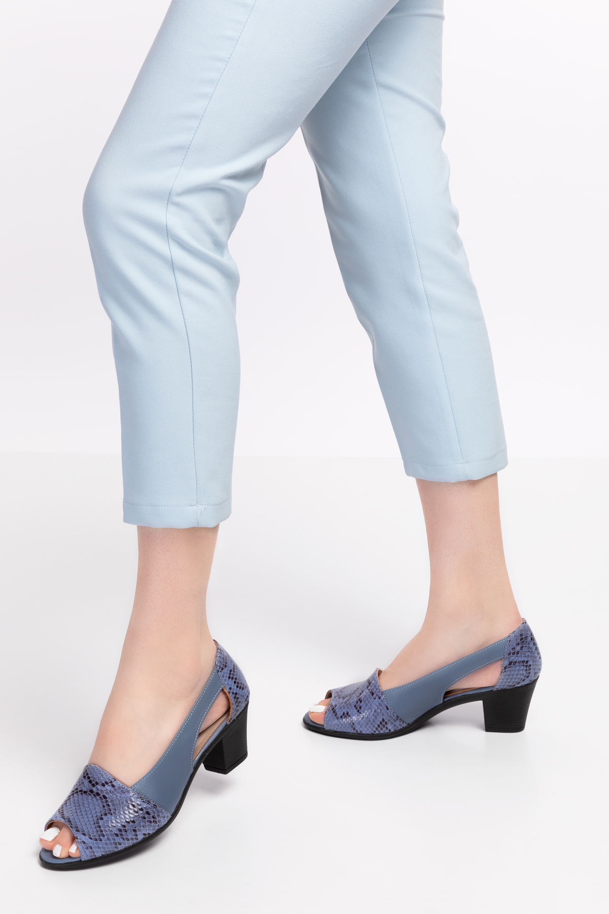 Gondol Hakiki Deri Yılan Desen Ayrıntılı Topuklu Ayakkabı vdt.261 - Görsel 4