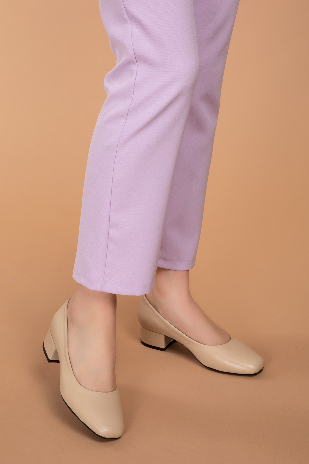 Gondol Hakiki Deri Topuklu Klasik Babet vdt.040 - Görsel 3