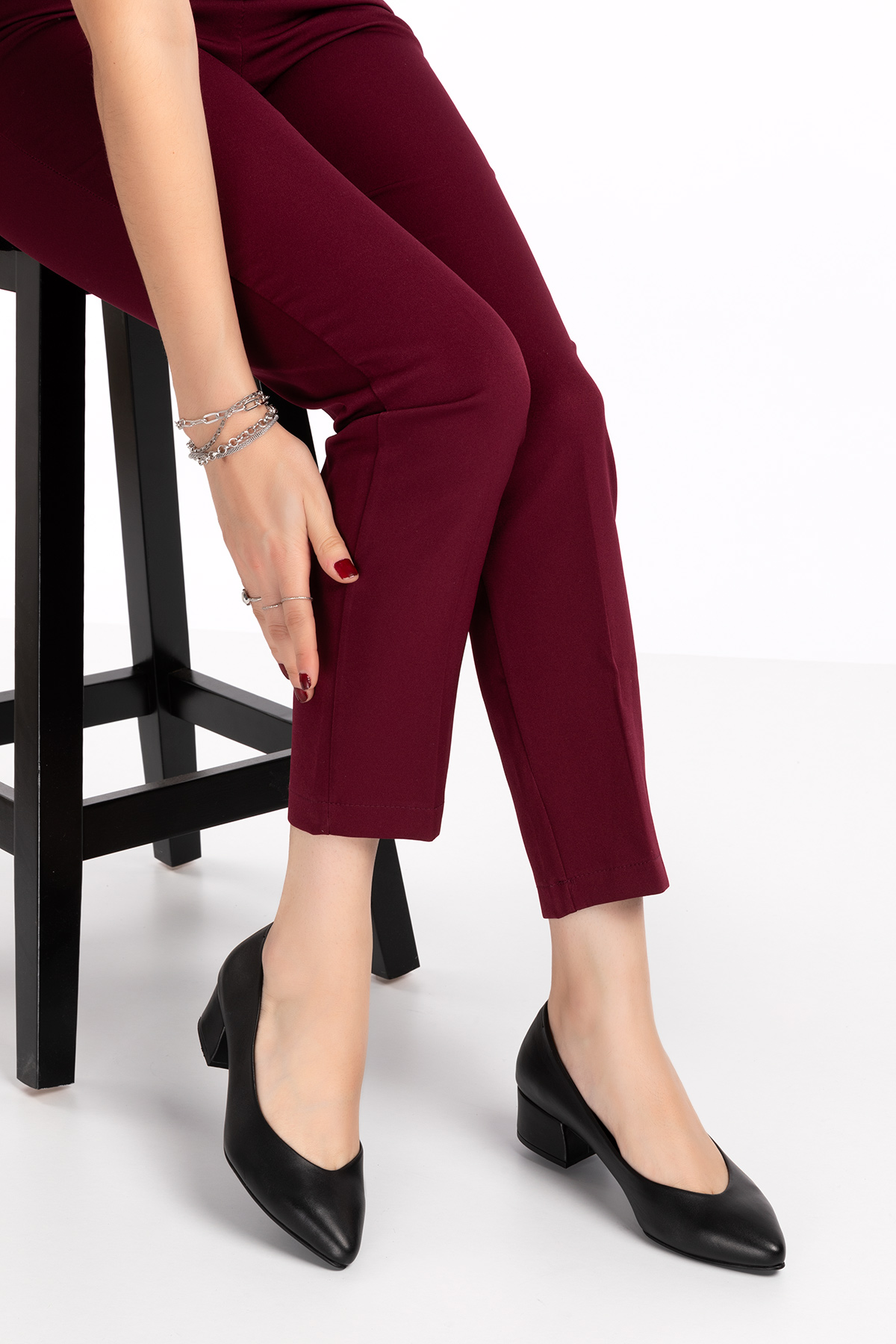 Gondol Kadın Hakiki Deri Topuklu Hostes Ayakkabısı şhn.801 - Görsel 2