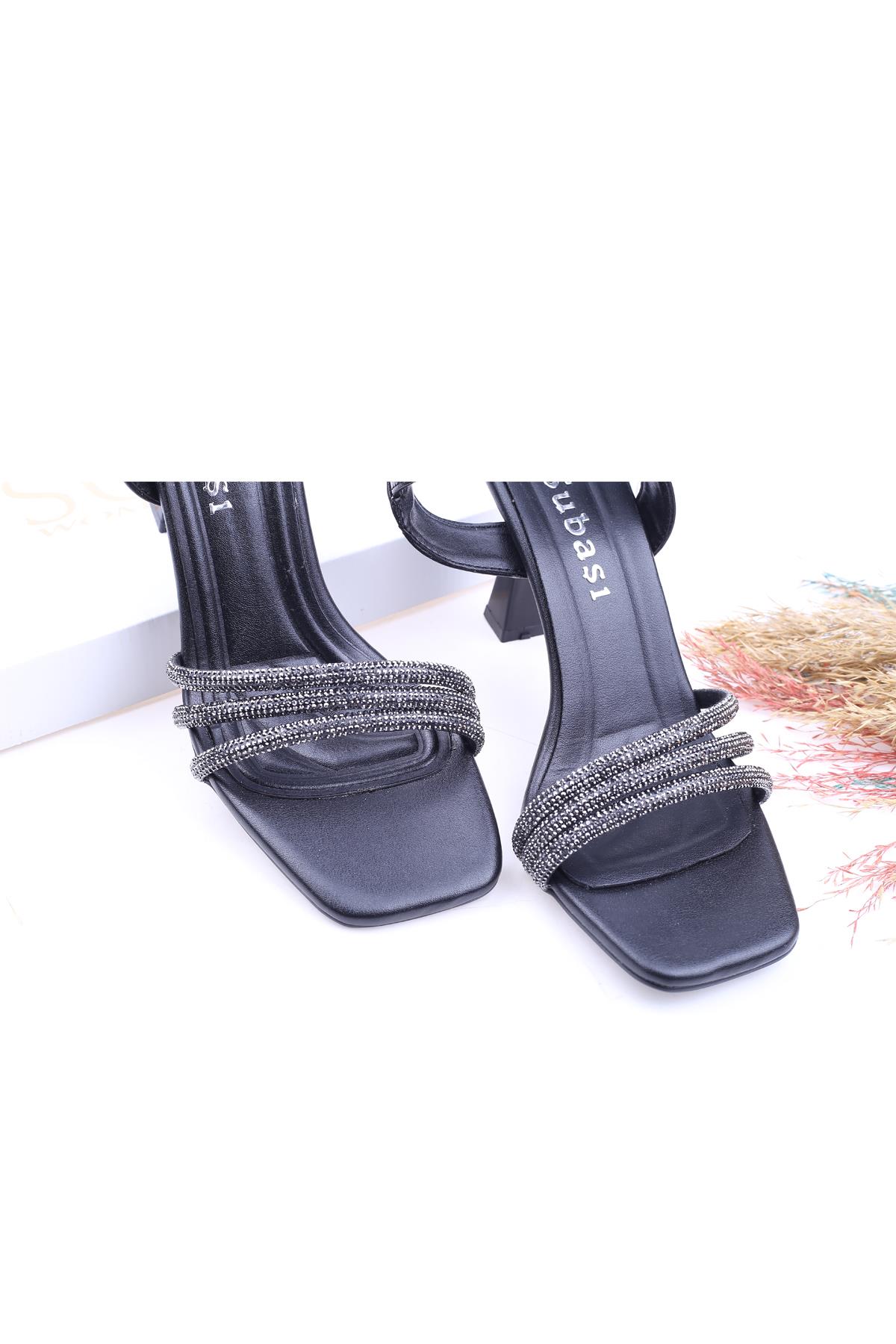 2887 Kadın 9 Cm Topuklu Taşlı Açık Abiye Ayakkabı - Görsel 8