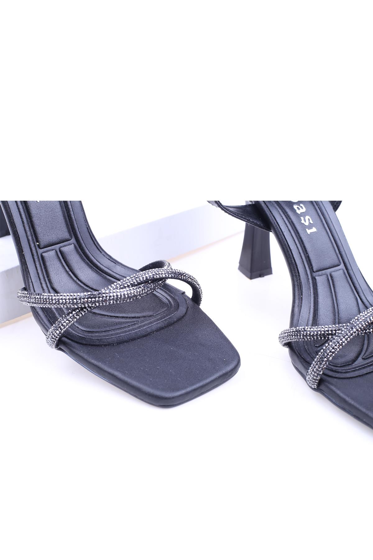 2884 Kadın 9 Cm Topuklu Taşlı Açık Abiye Ayakkabı - Görsel 9