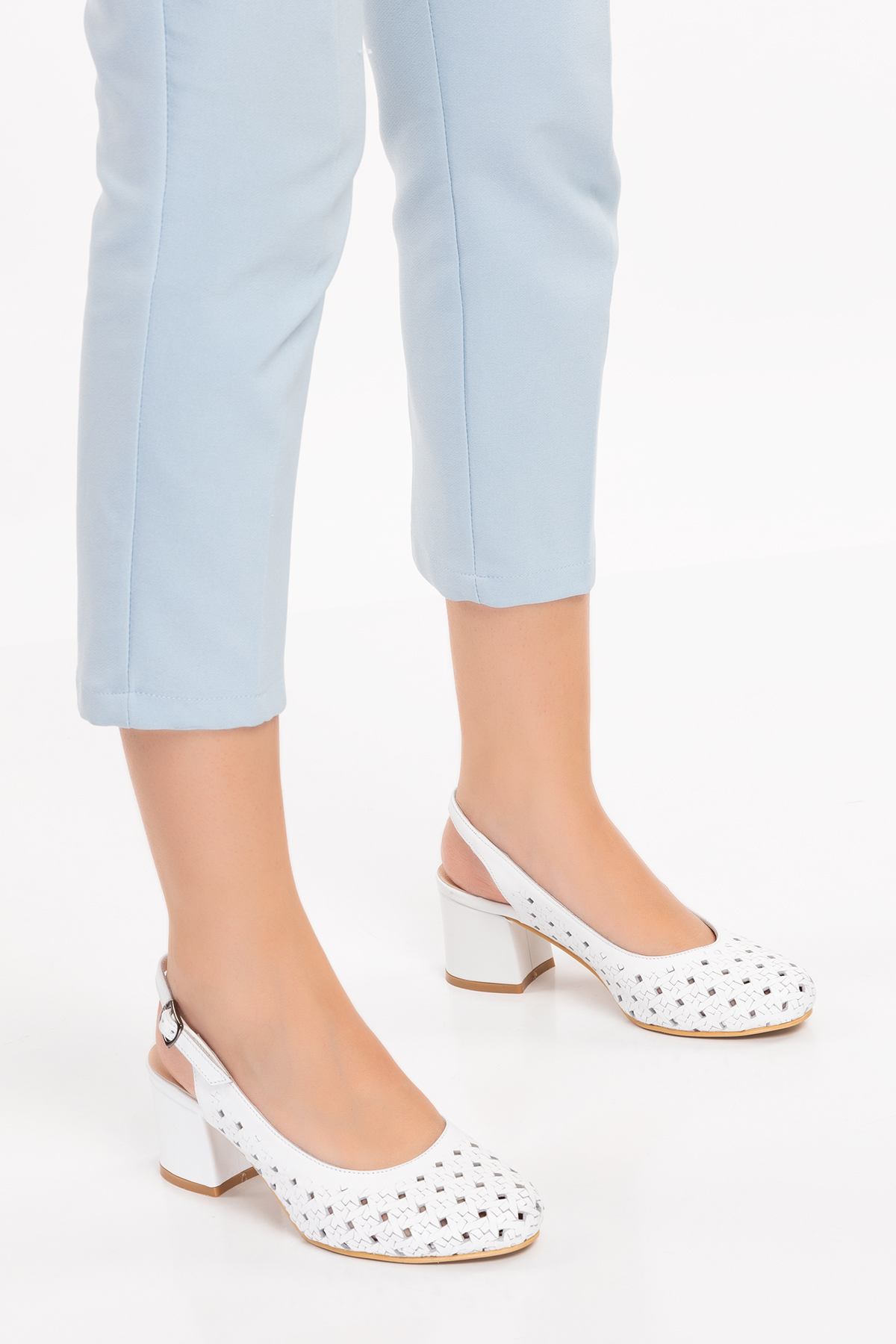 Gondol Hakiki Deri Lazer Kesim Şık Topuklu Ayakkabı şhn.882 - Görsel 3