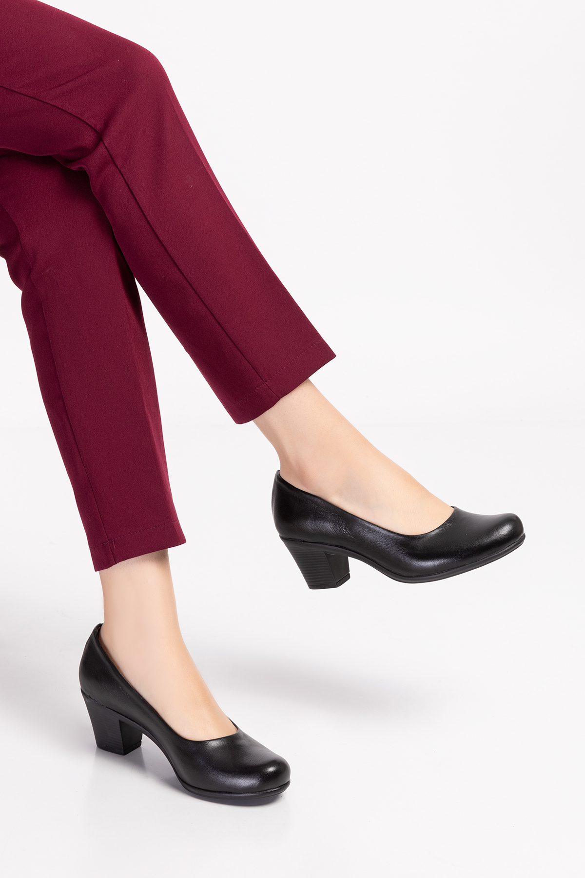 Gondol Hakiki Deri Klasik Orta Boy Topuklu Ayakkabı Vdt.200 - Görsel 3